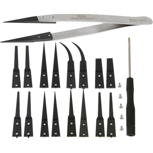 9 in 1 Replaceable Anti-Static Tweezers with Cross Screwdriver - Tweezers by VETUS | Online Shopping UK | buy2fix