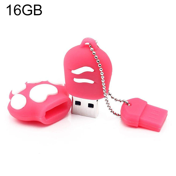 16GB Bear Paw Shaped Silicone USB 2.0 Flash Disk with Anti Dust Cup(Red plum) by buy2fix