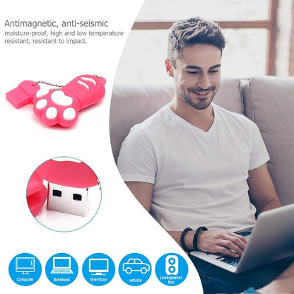 8GB Bear Paw Shaped Silicone USB 2.0 Flash Disk with Anti Dust Cup(Blue) by buy2fix