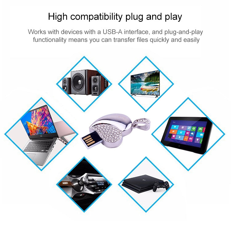 Silver Heart Shaped Diamond Jewelry USB Flash Disk, Special for Valentines Day Gifts (32GB)(Silver) by buy2fix