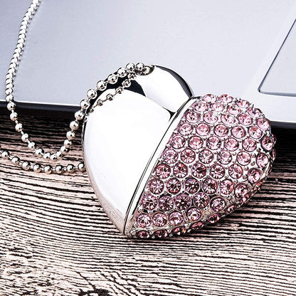 Heart Shaped Diamond Jewelry USB Flash Disk, Special for Valentines Day Gifts (16GB)(Pink) by buy2fix