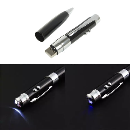 3 in 1 Laser Pen Style USB Flash Disk, Black (4GB) - USB Flash Drives by buy2fix | Online Shopping UK | buy2fix