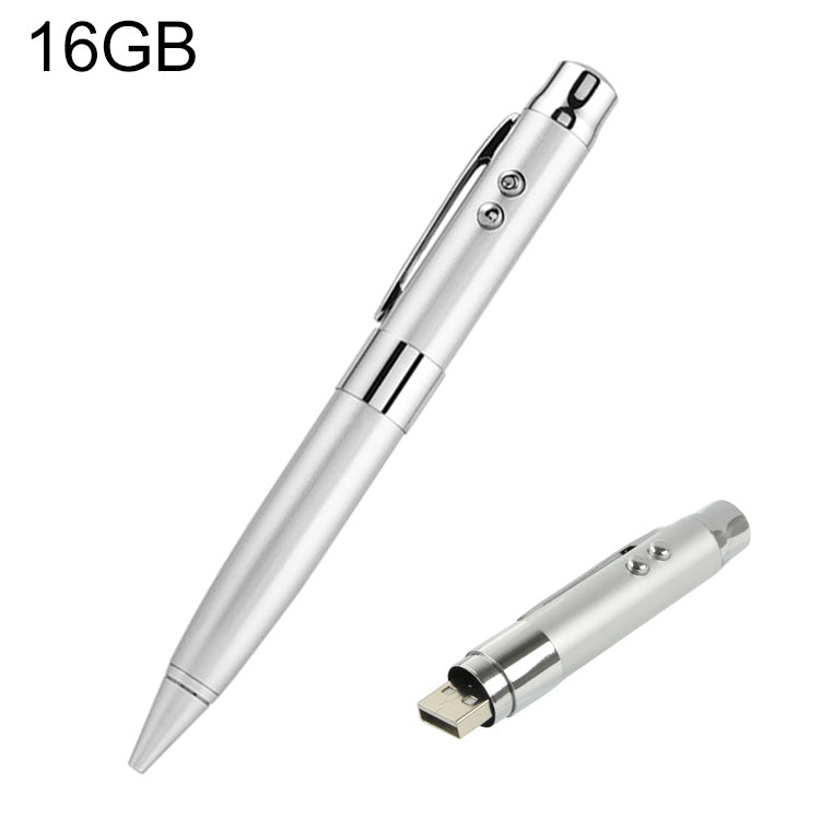 3 in 1 Laser Pen Style USB Flash Disk, Silver (16GB)(Silver) by buy2fix