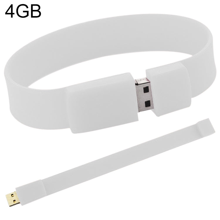 4GB Silicon Bracelets USB 2.0 Flash Disk(White) by buy2fix