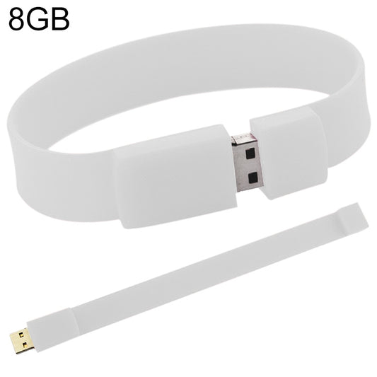 8GB Silicon Bracelets USB 2.0 Flash Disk(White) by buy2fix