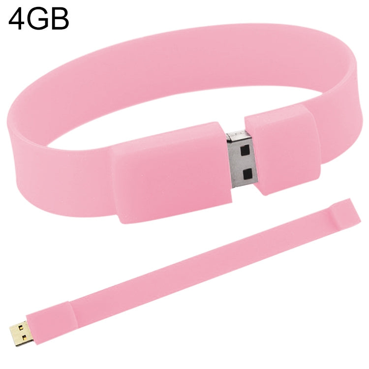 4GB Silicon Bracelets USB 2.0 Flash Disk(Pink) by buy2fix