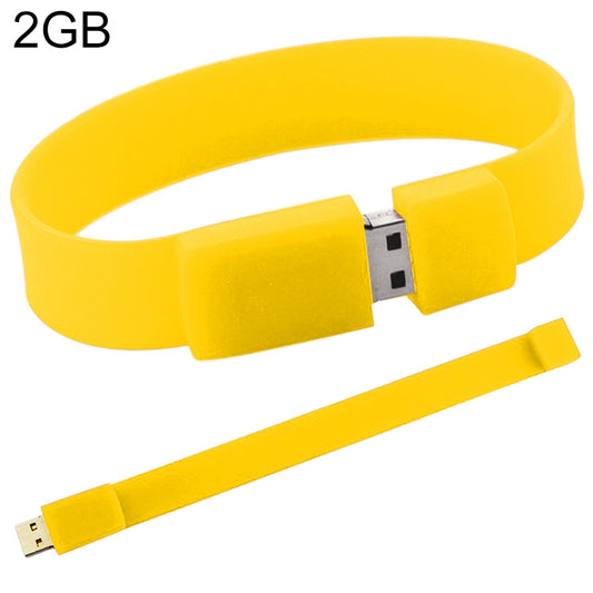 2GB Silicon Bracelets USB 2.0 Flash Disk(Yellow) by buy2fix