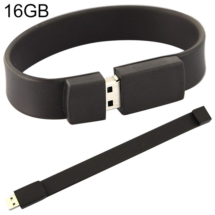 16GB Silicon Bracelets USB 2.0 Flash Disk(Black) by buy2fix