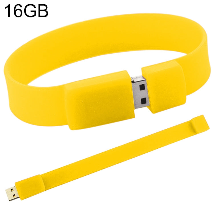 16GB Silicon Bracelets USB 2.0 Flash Disk(Yellow) by buy2fix