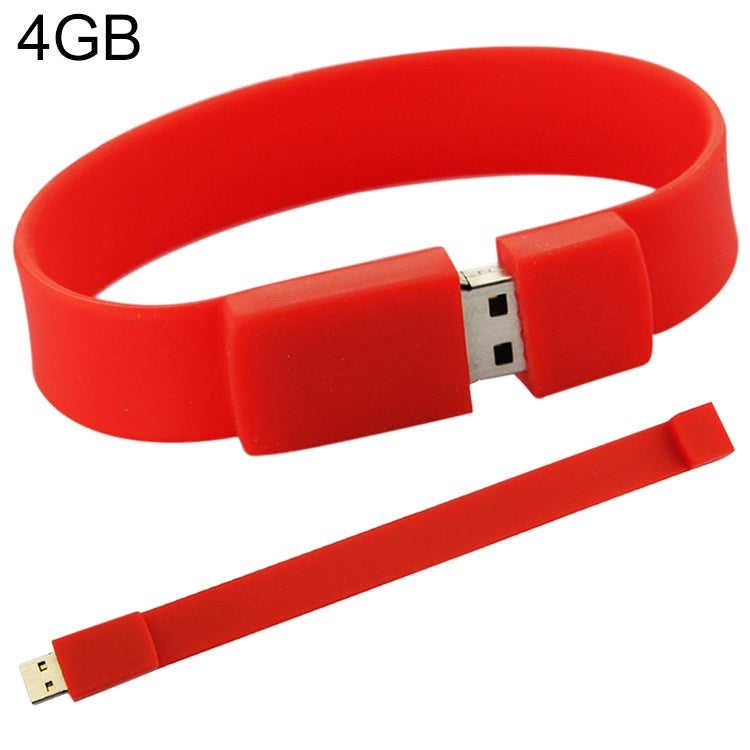 4GB Silicon Bracelets USB 2.0 Flash Disk(Red) by buy2fix