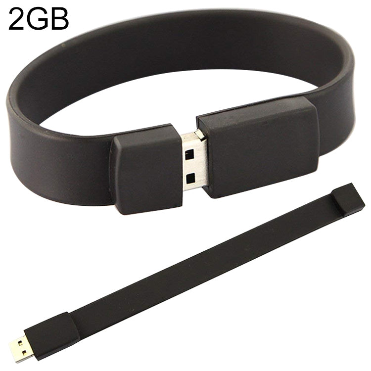 2GB Silicon Bracelets USB 2.0 Flash Disk(Black) by buy2fix