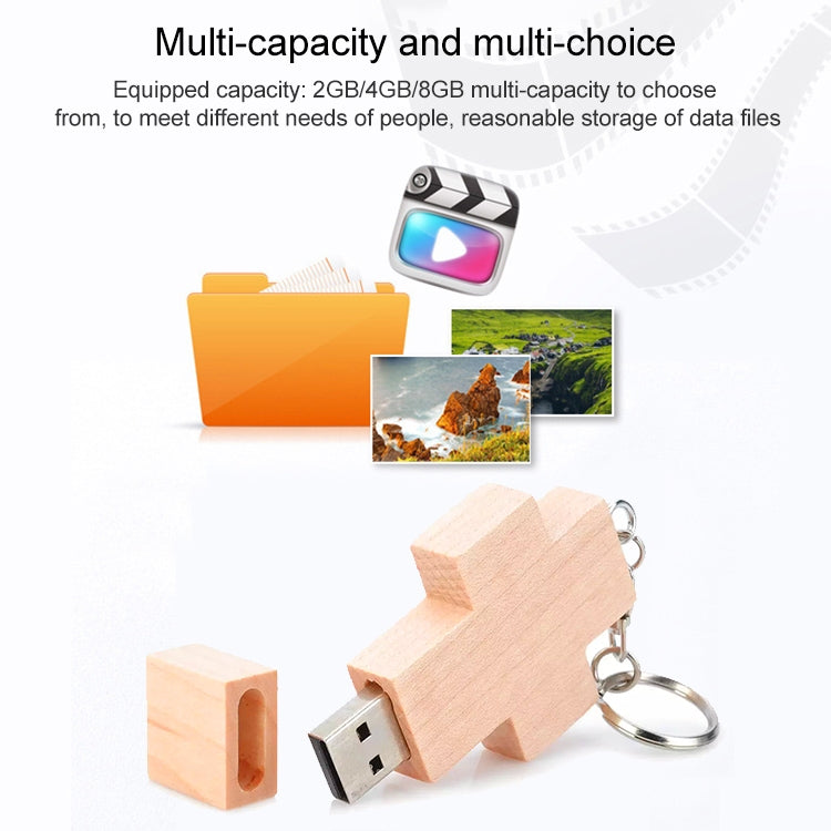 8 GB Wood Cross Style USB Flash Disk - USB Flash Drives by buy2fix | Online Shopping UK | buy2fix