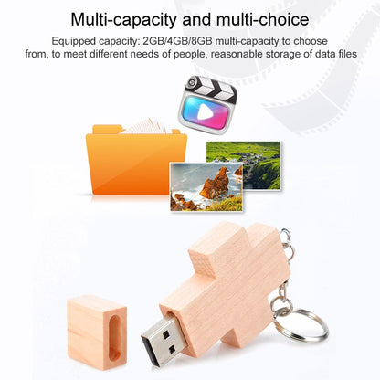 8 GB Wood Cross Style USB Flash Disk - USB Flash Drives by buy2fix | Online Shopping UK | buy2fix