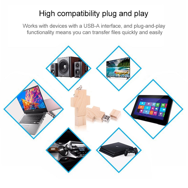 8 GB Wood Cross Style USB Flash Disk - USB Flash Drives by buy2fix | Online Shopping UK | buy2fix