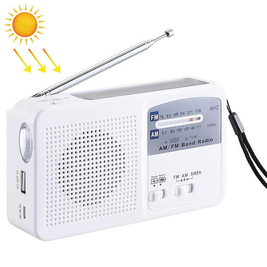 Multi-function Portable Solar / Cranked Dynamo Power LED Flashlight with AM/FM Radio & Mobile Phone Charger - Radio Player by buy2fix | Online Shopping UK | buy2fix