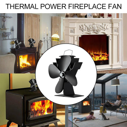 YL603 Eco-friendly Aluminum Alloy Heat Powered Stove Fan with 4 Blades for Wood / Gas / Pellet Stoves (Gold) by buy2fix