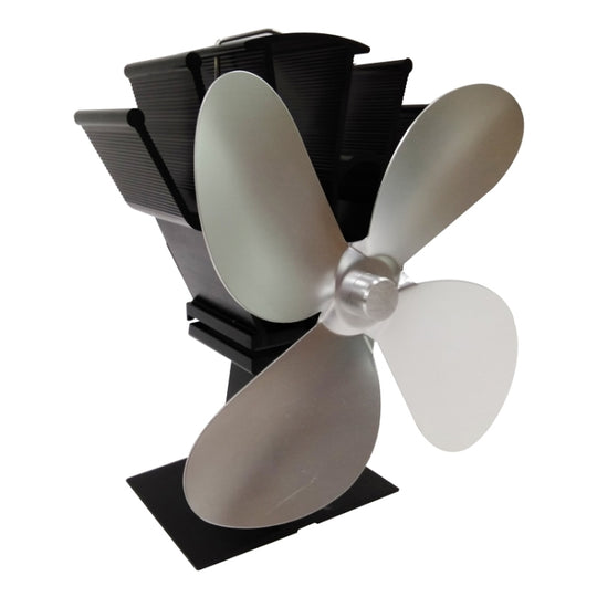 Ventilateur de poêle à chaleur en alliage d'aluminium écologique YL603 avec 4 pales pour poêles à bois/gaz/granulés (argent)
