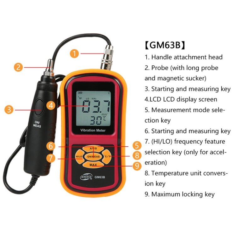 BENETECH GM63B Digital Vibration Meter - Other Tester Tool by BENETECH | Online Shopping UK | buy2fix