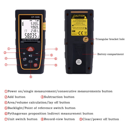 CP-100S Digital Handheld Laser Distance Meter, Max Measuring Distance: 100m - Laser Rangefinder by buy2fix | Online Shopping UK | buy2fix