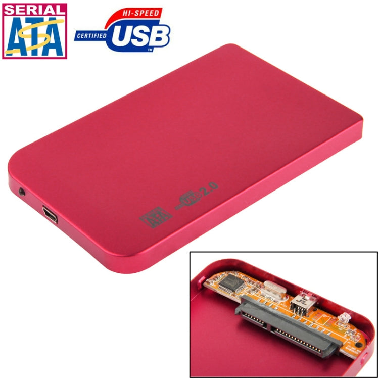 2.5 inch SATA HDD External Case, Size: 126mm x 75mm x 13mm (Red) by buy2fix