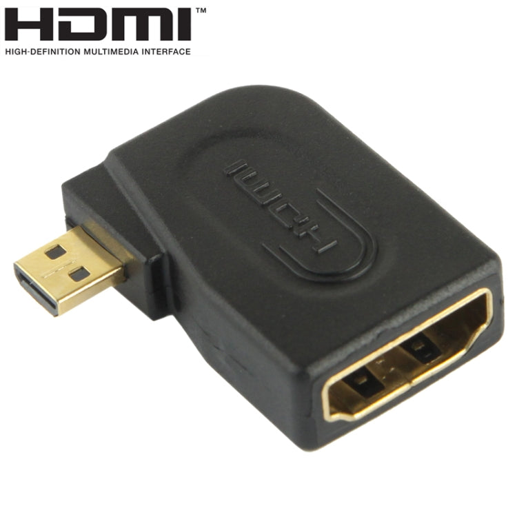 Gold Plated Micro HDMI Male to HDMI 19 Pin Female Adaptor with 90 Degree Angle(Black) by buy2fix