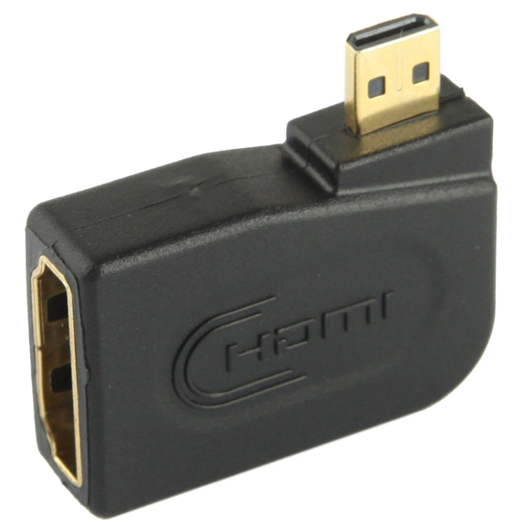 Gold Plated Micro HDMI Male to HDMI 19 Pin Female Adaptor with 90 Degree Angle(Black) by buy2fix