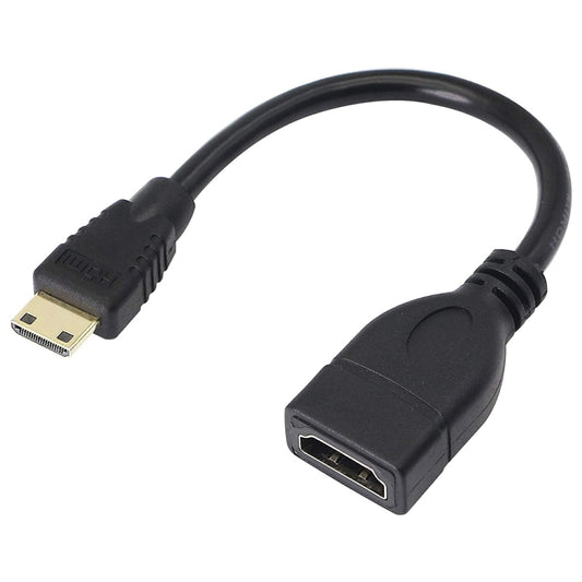 17cm Gold Plated Mini HDMI Male to HDMI 19 Pin Female Cable(Black) by buy2fix