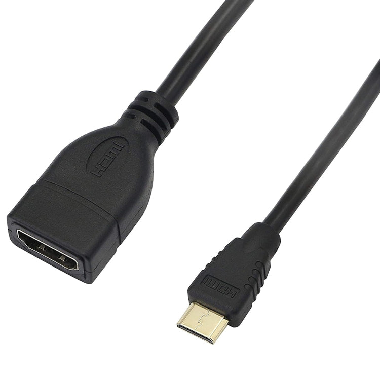 17cm Gold Plated Mini HDMI Male to HDMI 19 Pin Female Cable(Black) by buy2fix