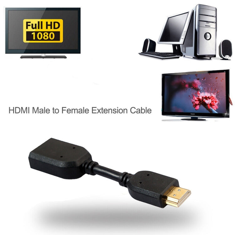 10cm HDMI 19 Pin Male to HDMI 19 Pin Female (AM-AF) Connector Adapter Cable(Black) by buy2fix