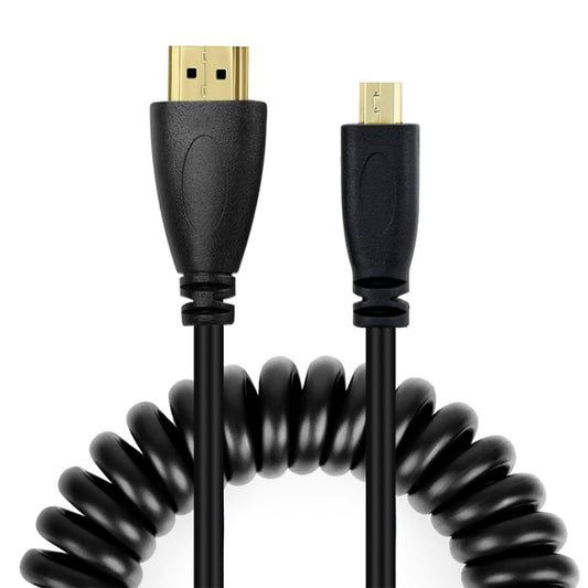 1.4 Version, Gold Plated Micro HDMI Male to HDMI Male Coiled Cable, Support 3D / Ethernet, Length: 60cm (can be extended up to 2m) - Cable by buy2fix | Online Shopping UK | buy2fix