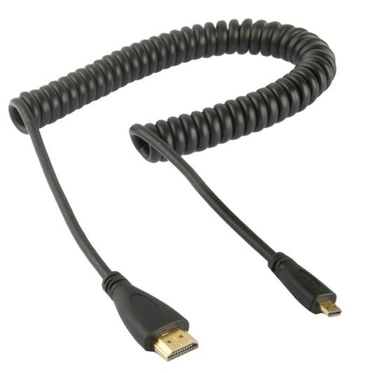 1.4 Version, Gold Plated Micro HDMI Male to HDMI Male Coiled Cable, Support 3D / Ethernet, Length: 60cm (can be extended up to 2m) - Cable by buy2fix | Online Shopping UK | buy2fix