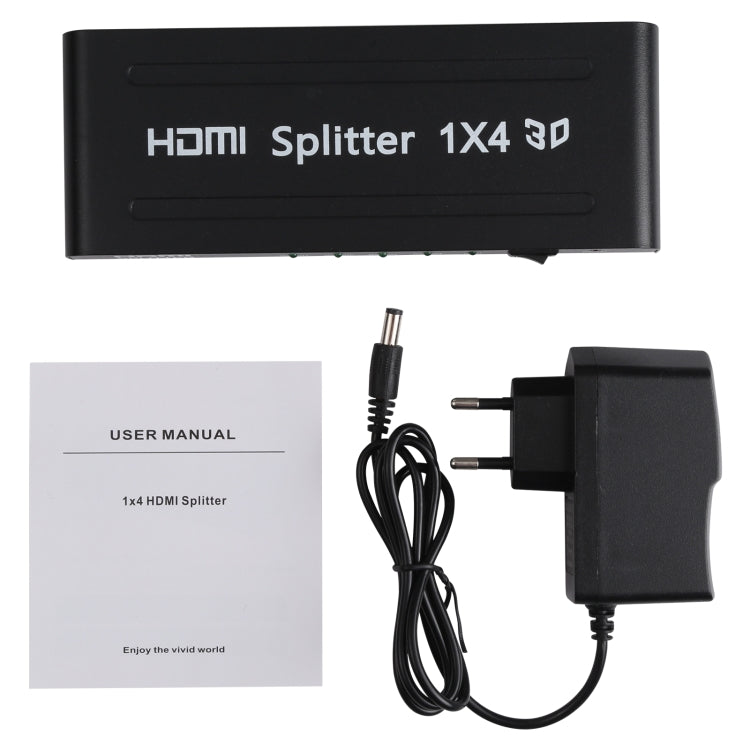 1080P 1x4 HDMI Splitter, 1.4 Version, EU Plug(Black) by buy2fix