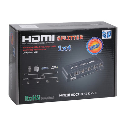 1080P 1x4 HDMI Splitter, 1.4 Version, EU Plug(Black) by buy2fix