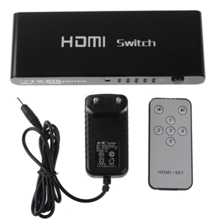 5 Ports Full HD 1080P HDMI Switch with Switch & Remote Controller, 1.3 Version (5 Ports HDMI Input, 1 Port HDMI Output)(Black) by buy2fix