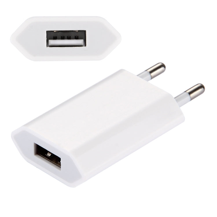 5V / 1A Single USB Port Charger Travel Charger, EU Plug(White) - USB Charger by buy2fix | Online Shopping UK | buy2fix