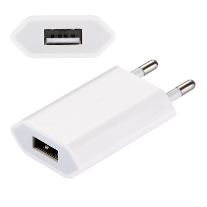 5V / 1A Single USB Port Charger Travel Charger, EU Plug(White) - USB Charger by buy2fix | Online Shopping UK | buy2fix