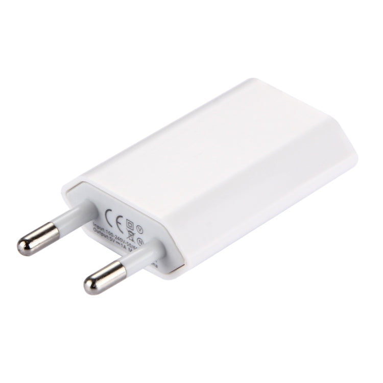 5V / 1A Single USB Port Charger Travel Charger, EU Plug(White) - USB Charger by buy2fix | Online Shopping UK | buy2fix