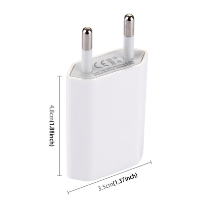 5V / 1A Single USB Port Charger Travel Charger, EU Plug(White) - USB Charger by buy2fix | Online Shopping UK | buy2fix