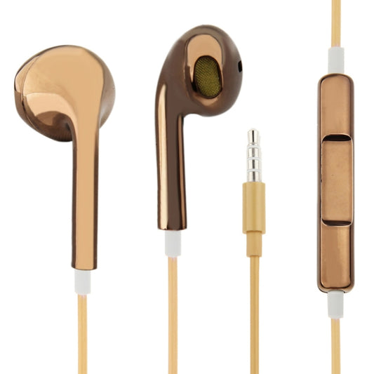 3.5mm Stereo Electroplating Wire Control Earphone for Android Phones / PC / MP3 Player / Laptops(Coffee) - In Ear Wired Earphone by buy2fix | Online Shopping UK | buy2fix