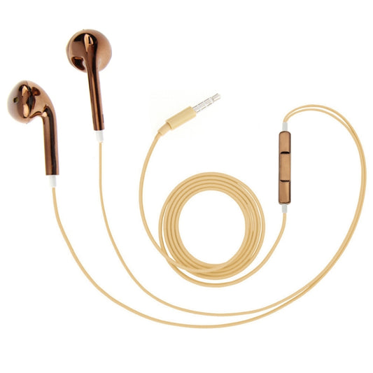 3.5mm Stereo Electroplating Wire Control Earphone for Android Phones / PC / MP3 Player / Laptops(Coffee) - In Ear Wired Earphone by buy2fix | Online Shopping UK | buy2fix
