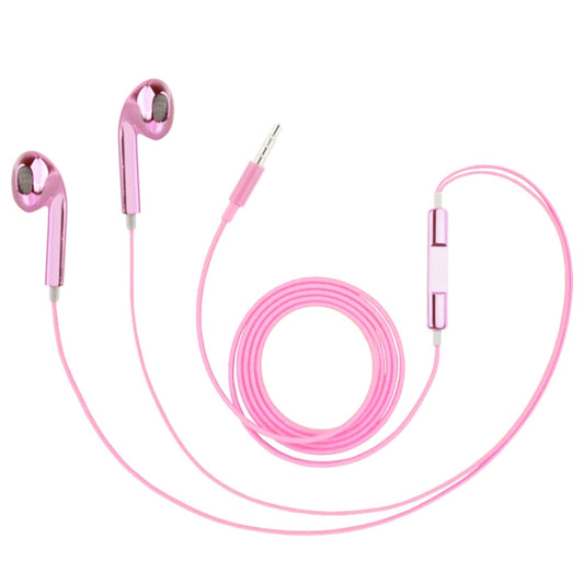 3.5mm Stereo Electroplating Wire Control Earphone for Android Phones / PC / MP3 Player / Laptops(Pink) - In Ear Wired Earphone by buy2fix | Online Shopping UK | buy2fix