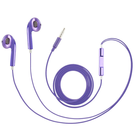 3.5mm Stereo Electroplating Wire Control Earphone for Android Phones / PC / MP3 Player / Laptops(Purple) - In Ear Wired Earphone by buy2fix | Online Shopping UK | buy2fix