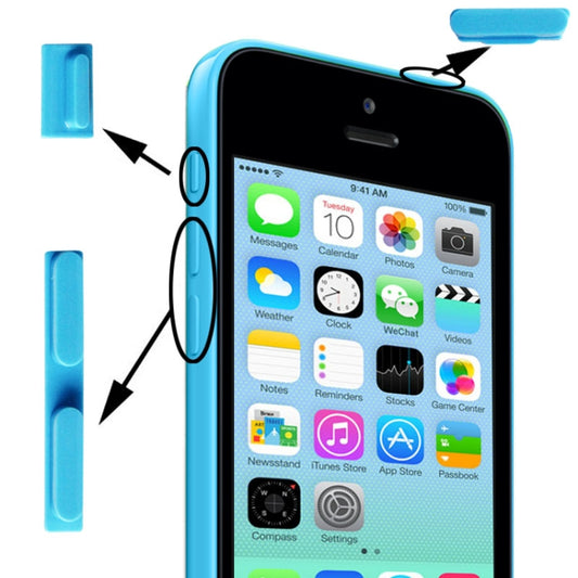 3 in 1 Mute Button + Power Button + Volume Button for iPhone 5C(Blue) - iPhone 5 Parts by buy2fix | Online Shopping UK | buy2fix