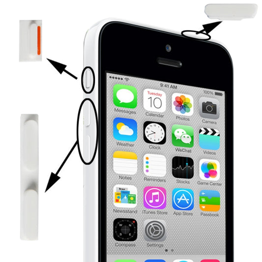 3 in 1 Mute Button + Power Button + Volume Button for iPhone 5C(White) - iPhone 5 Parts by buy2fix | Online Shopping UK | buy2fix