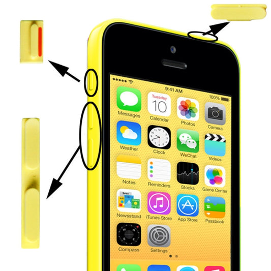 3 in 1 Mute Button + Power Button + Volume Button for iPhone 5C(Yellow) - iPhone 5 Parts by buy2fix | Online Shopping UK | buy2fix