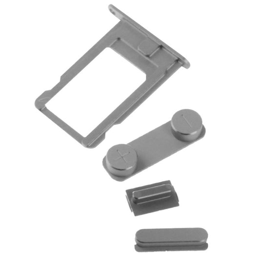 4 in 1 for iPhone 5 & 5S Original Alloy Material Colorful Nano SIM Card Tray + Volume Button + Power Button + Mute Button (Dark Grey) - iPhone 5 Parts by buy2fix | Online Shopping UK | buy2fix