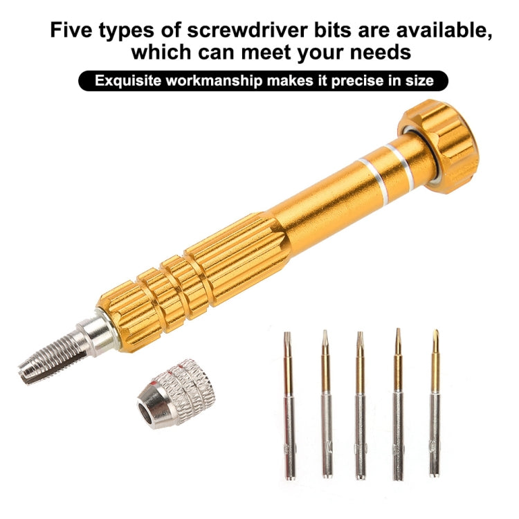 5 in 1 Gold Series Screwdriver Sets (T5 / T6 / 1.2 / 1.5 / 0.8) - Screwdriver Set by buy2fix | Online Shopping UK | buy2fix