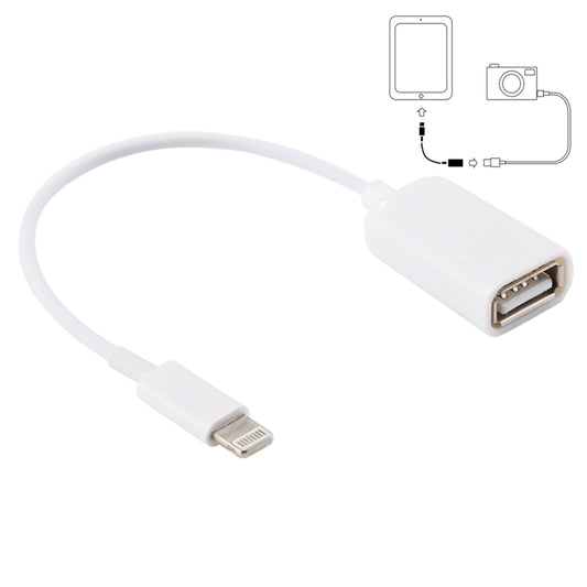 USB Female to 8pin Male OTG Adapter Cable, Support iOS 10.2 and Below, Length: 18cm(White) - Converter & Adapter by buy2fix | Online Shopping UK | buy2fix