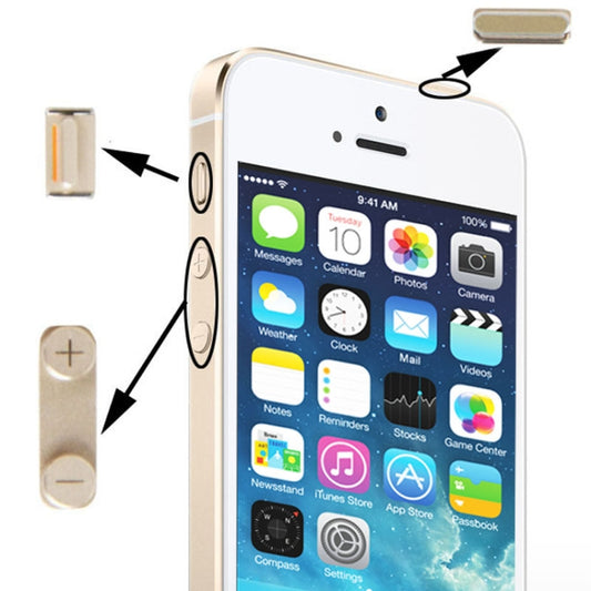 Original 3 in 1 Alloy Material (Mute Button + Power Button + Volume Button) for iPhone 5S, Golden(Gold) - iPhone 5 Parts by buy2fix | Online Shopping UK | buy2fix