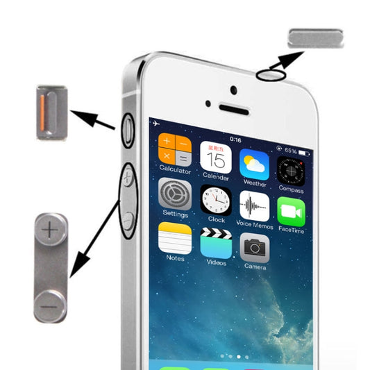 3 in 1 for iPhone 5S (Original Mute Button + Original Power Button + Original Volume Button)(Grey) - iPhone 5 Parts by buy2fix | Online Shopping UK | buy2fix